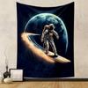 "Space Surfer Riding the Cosmic Wave" Patterned tapestry home decor, suitable for bedroom and living room, gift