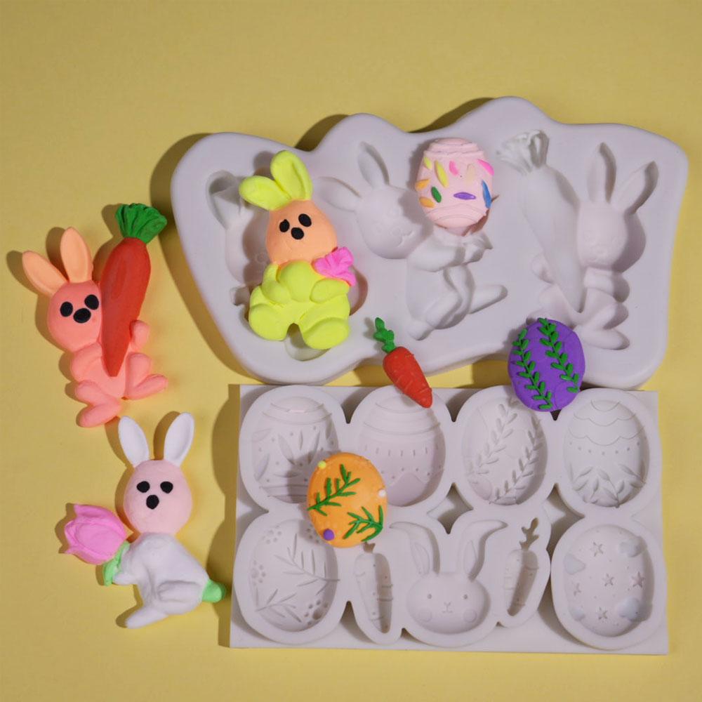 3D Яйцо Кролик Силиконовая Форма Для Свечи Мультяшная Форма Для Мыла Сделай Сам Инструмент Из Смолы Глины Рельеф Растение Морковь Форма Искусство Домашний Декор Пасхальные Подарки