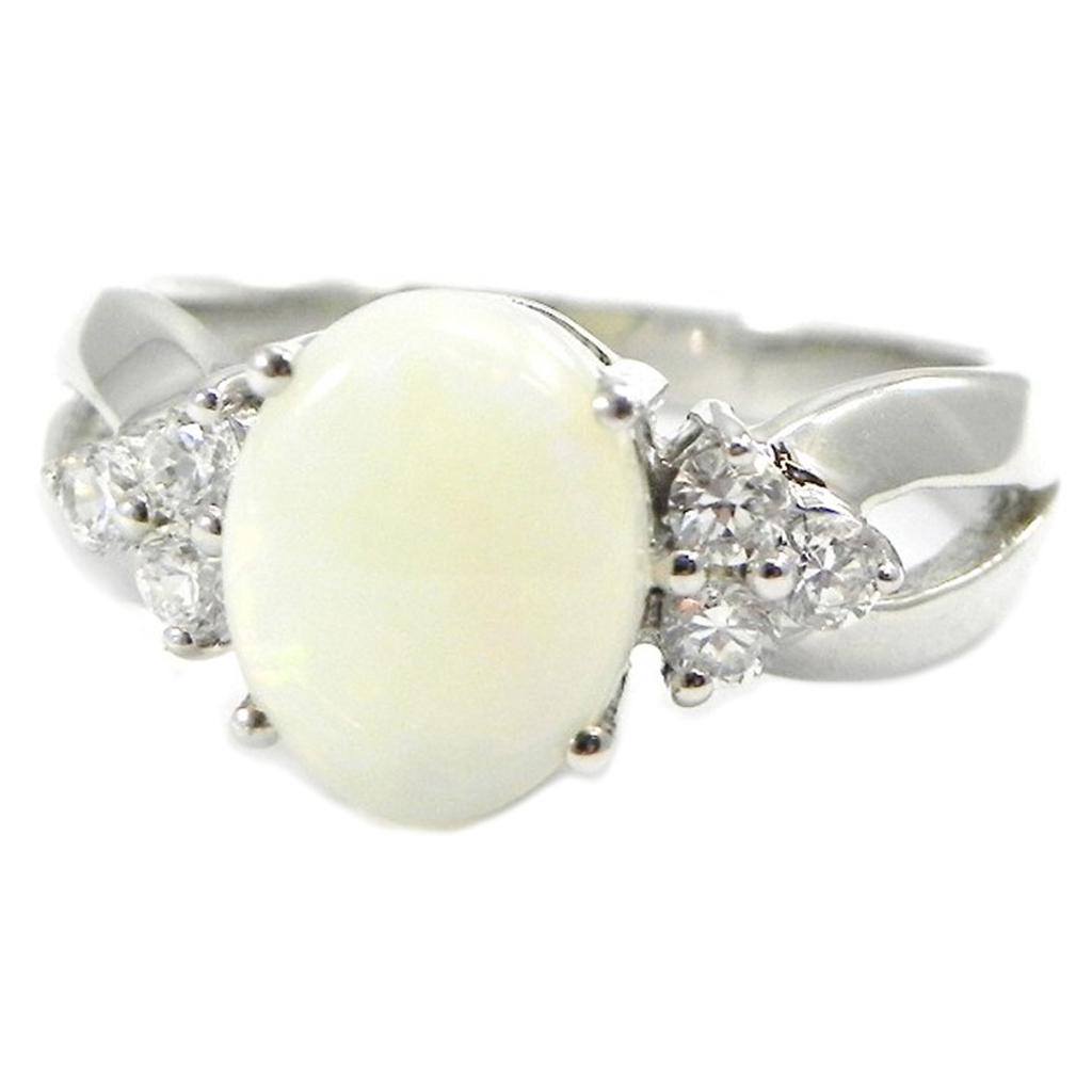 Silver Ring 'Goddess Opal' White Silver (rhodium) - 18x10 Mm