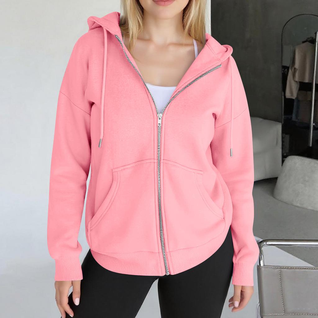 Womens Zip Up Hoodies Oversized Sweatshirts Fall Fashion Outfits Casual Jackets