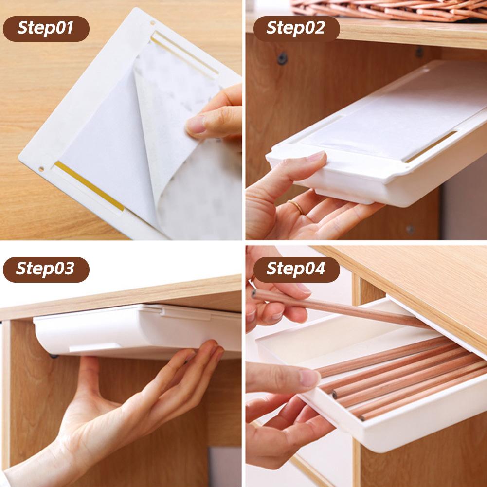 Креативный органайзер для скрытого ящика, липкий маленький ящик под стол, компактный самоклеящийся органайзер для канцелярских товаров, для офиса/дома