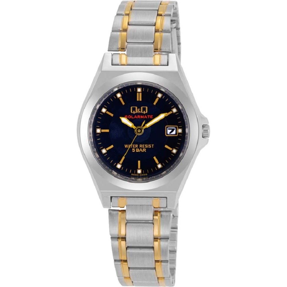 Citizen Q&Q Ladies Solar Watch H061-402 Black Silver Date Dial 5 ATM Water Resistant