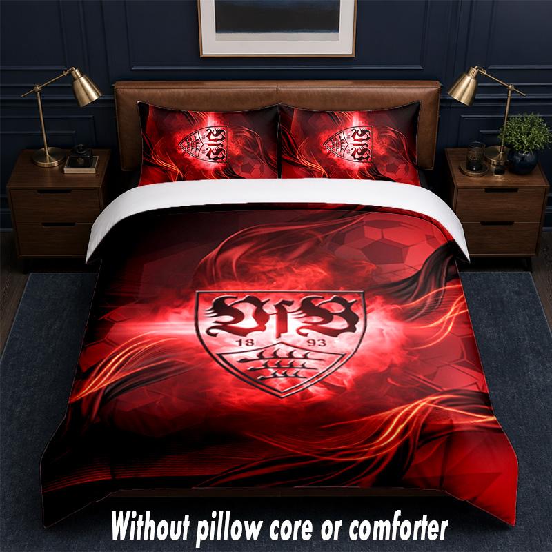 VfB Stuttgart Football Design Bed Bedding Set 1 Duvet Cover + 2 Pillowcases Soft Breathable Household Bed Linens