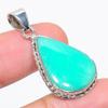 Natural Chrysoprase Gemstone 925 Solid Sterling Silver Gift Pendant 1.50" q8Q15