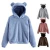 Women's Cute Bear Ears Plush Long Sleeve Hooded Sweatshirt Pullover Hoodies