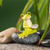 Cartoon Frog Figurine Resin Mushroom Reading Lying Guitar Frog Statue Sculpture Indoor Outdoor Garden Flower Pot Decoration Ornament