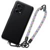 Case For Xiaomi Redmi Note 12 Pro Plus 5G - Soft Black Silicone - Multicolor Wrist Strap - High-end