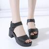 Summer Footwear Platform Sandals Fishmouth High Heels Thick-heeled Muffin Sandals Plus Size Comfortable Women's Shoes.