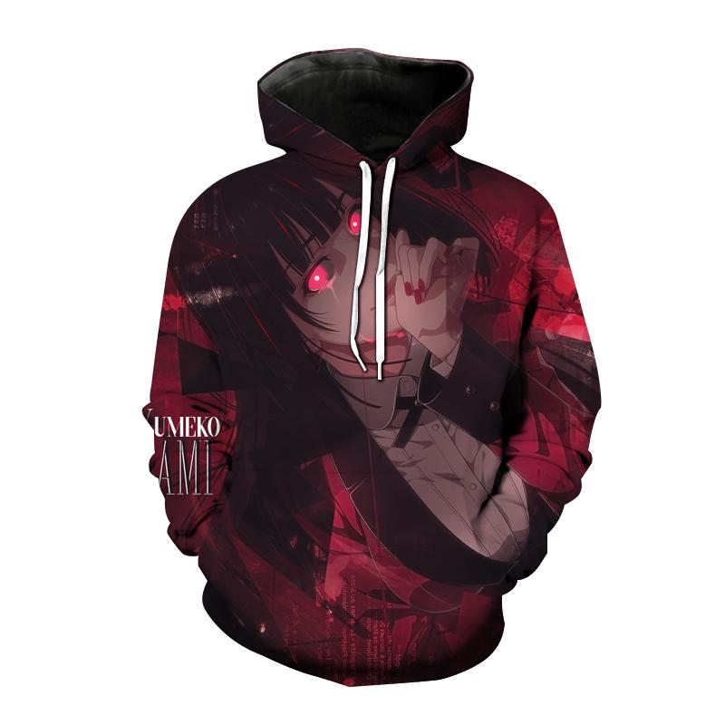 Kakegurui толстовки с 3D принтом аниме для мужчин и женщин, повседневная модная толстовка, толстовка большого размера, Harajuku, модные пуловеры с капюшоном