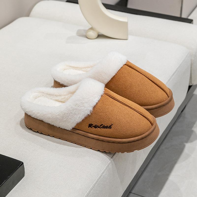 Autumn and Winter Warm Cotton Slippers for Women, Suitable for Indoor and Home Use, with Anti Slip and Anti Odor Properties, Warmth Plush Cotton Shoes