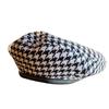 Beret Houndstooth Classic Womens Flat Top Hat In Black Edition Summer