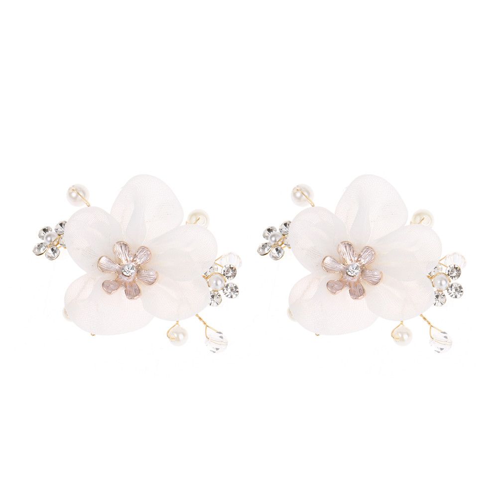 2pcs High Heel Women Bride Decoration Rhinestone Shoe Clip Wedding Shoes Shiny Decorative Clips Silk Flower Charm Buckle