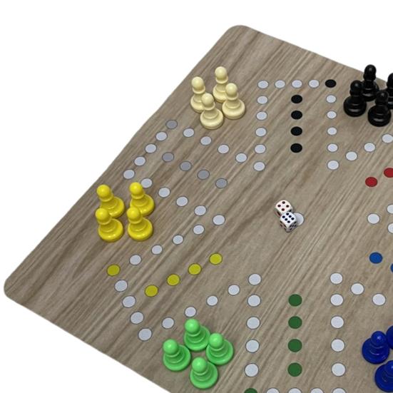 1 Set 6 Players Flying Chess Game with 35CM Rubber Chessboard 24 Chess Pieces 2 Dice Kids Adults Family Night Interactive Classic Strategy Game