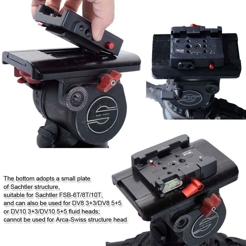 iShoot Camera Quick Release Plate Converter Clamp Adapter for Manfrotto Gitzo ACE Series 50mm Plates to Sachtler Tripod Fluid Heads FSB-6T/8T/10T/DV8