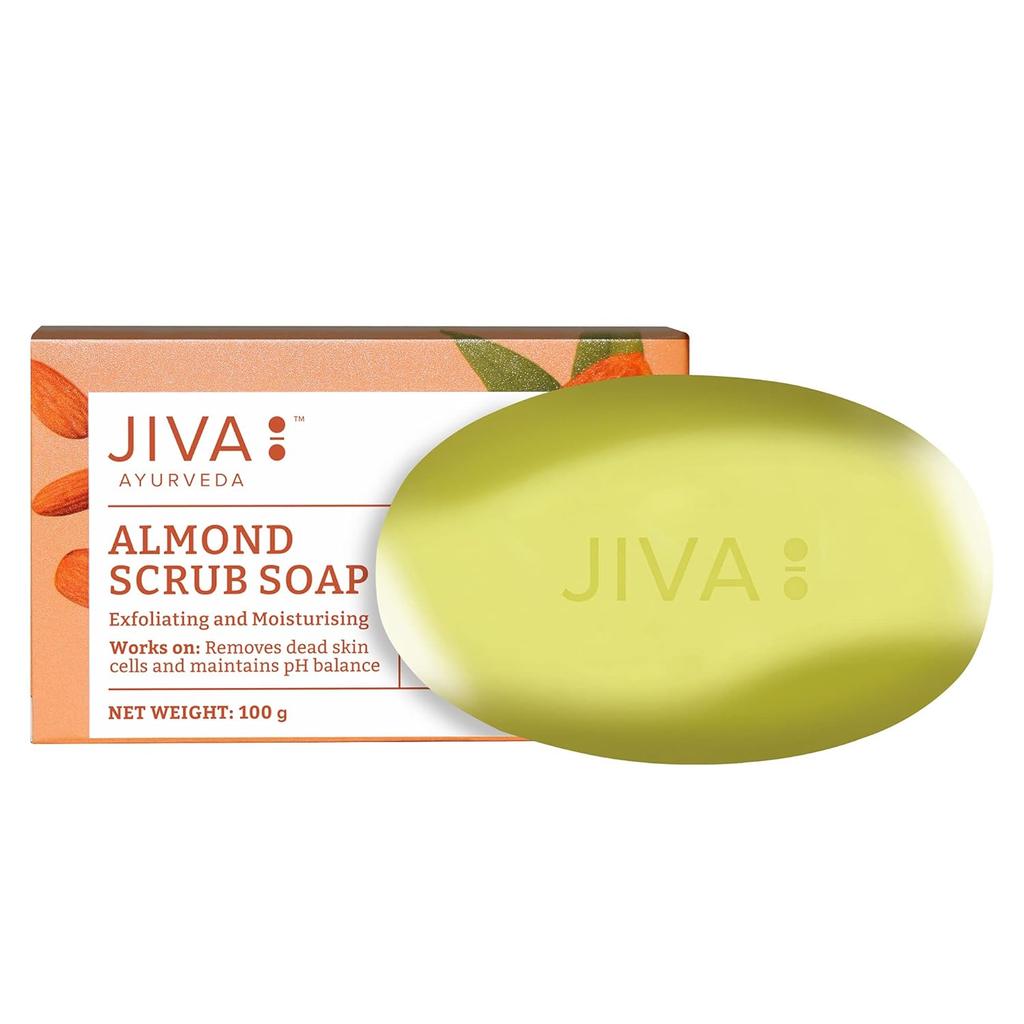 Мыло Jiva Almond 100 г X Упаковка из 7 натуральных очищающих брусков для всех типов кожи Кремовая пена Ежедневное купание Сияние Использовать брусок