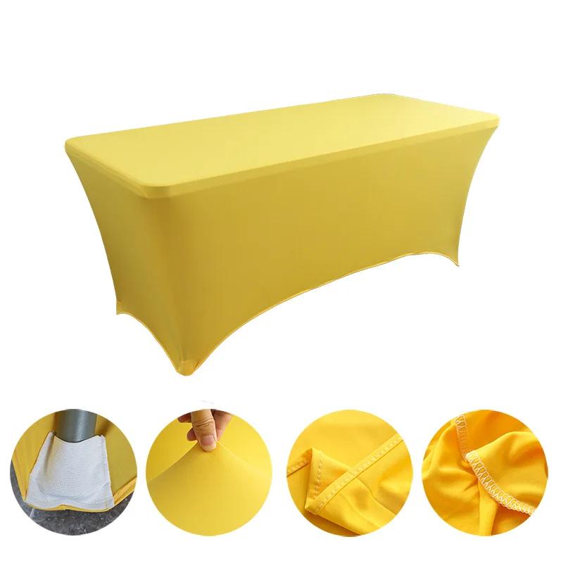 Black Spandex Rectangle Tablecloth for Wedding Banquet Hotel Birthday Party Meeting Room Decoration