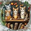 2D Flat Hanging Decorative Signs,interior Wall or Door Decoration,garden Decoration,the Pattern Is Four Cute Kittens,a Housewarming Gift for Friends