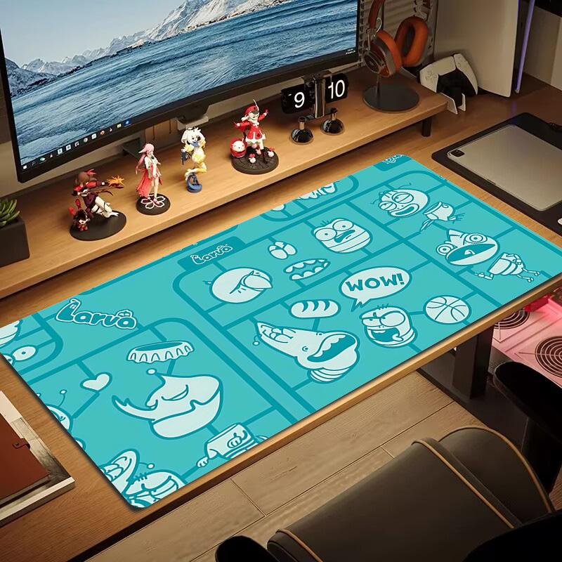 Larva Print Cushion Non-slip Laptop Tablet Big Mousepad XXL Mat Mini PC Playmat With Lock edge