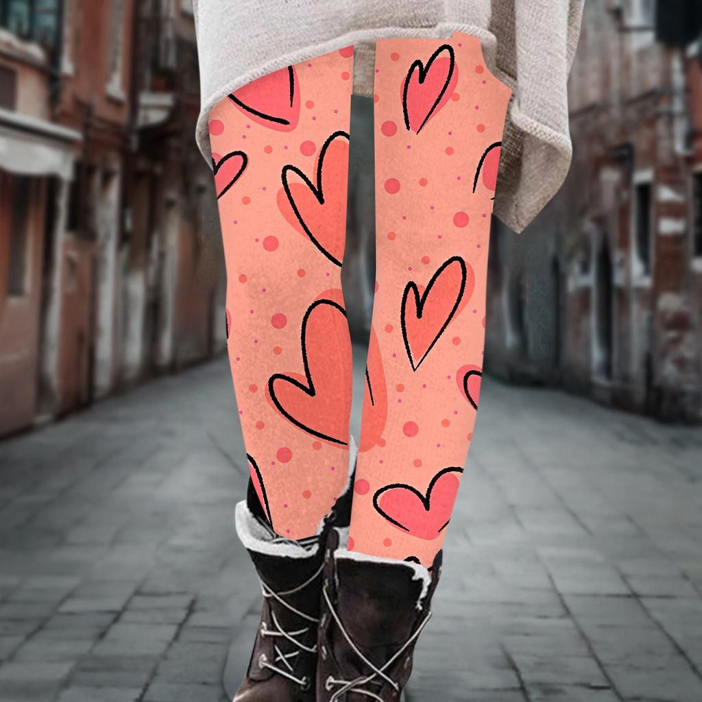 Women's Pants Printed Elastic Soft Cotton Leggings Casual Home Pajamas