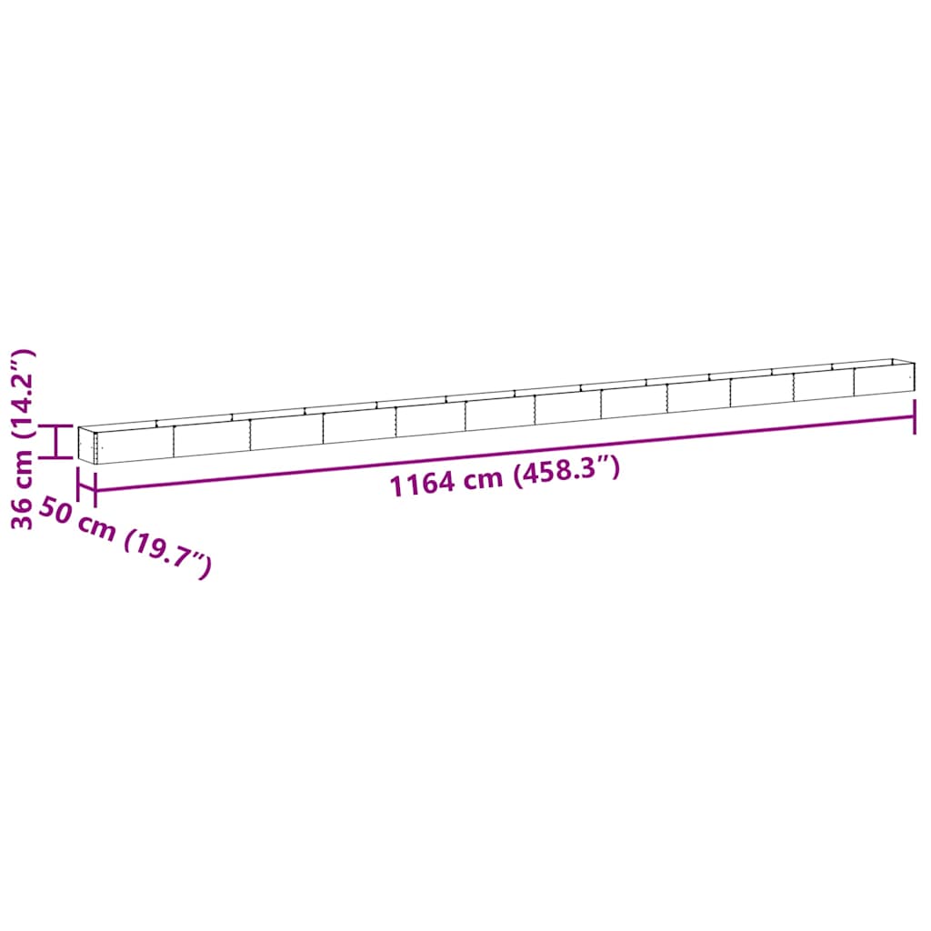 Raised Garden Bed Light Brown 116.4 x 50 x 36 cm Galvanized Steel