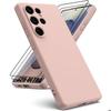 Case for Samsung Galaxy S25 Ultra - BOOLING - Slim Silicone Anti-Scratch Pink - 2 Tempered Glasses