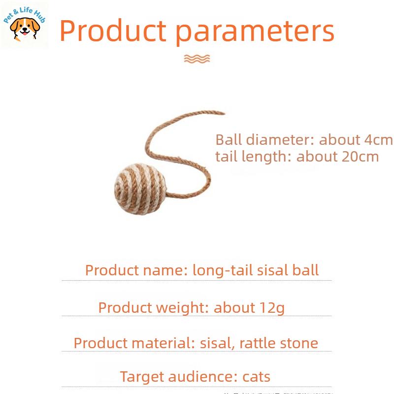 Pet Sisal Rope Weave Ball Cat Teaser Toy Interactive Chewing Scratch Catch Rattle Play Toy For Cats Kitten Accessories