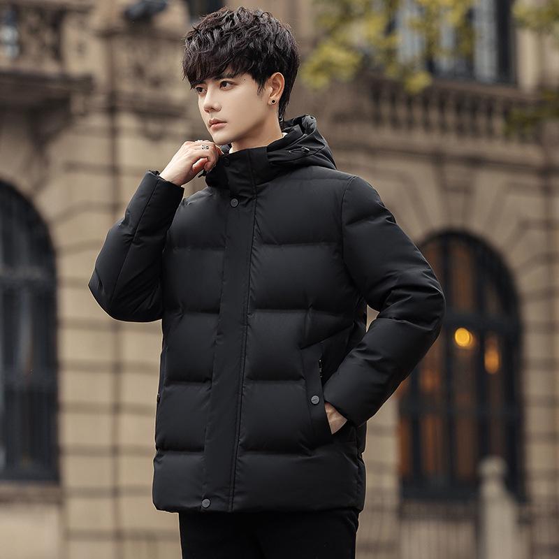 Пуховик мужской зимний короткая куртка с клеевым слоем Trendy Brand большого размера с капюшоном