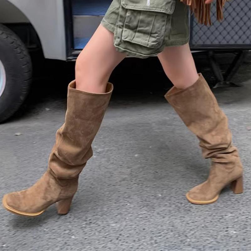 Модные туфли на высоком каблуке женские высокие сапоги замшевые туфли зимняя новая дизайнерская обувь женская 2024 трендовая обувь для ходьбы туфли-лодочки платье женские туфли