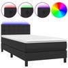 Sommier à lattes avec matelas - Noir - 90x190 cm - LED colorée - Tête de lit incluse