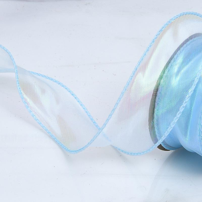 Elegant Multifunction Flat Seven-color Laser Fishtail Yarn Colorful Ribbon Hairpin Headdress Bow Flowers Cake Decorative Materials Home Decoration