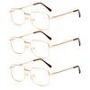 3PCS Lightweight Metal Frame Reading Glasses Mens Women HD Resin Lens +1.0~+4.0