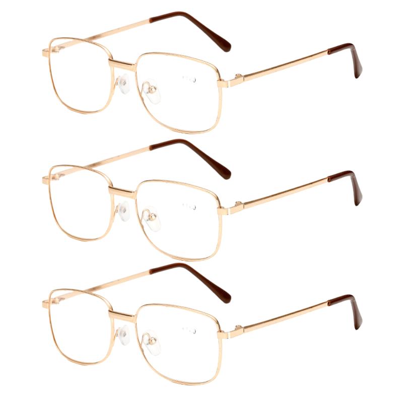3PCS Lightweight Metal Frame Reading Glasses Mens Women HD Resin Lens +1.0~+4.0