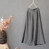 Women's Wide Leg Pants Solid Color Loose Literary Cotton Linen Retro Casual Pants Nine Points Pants Spring Summer Autumn