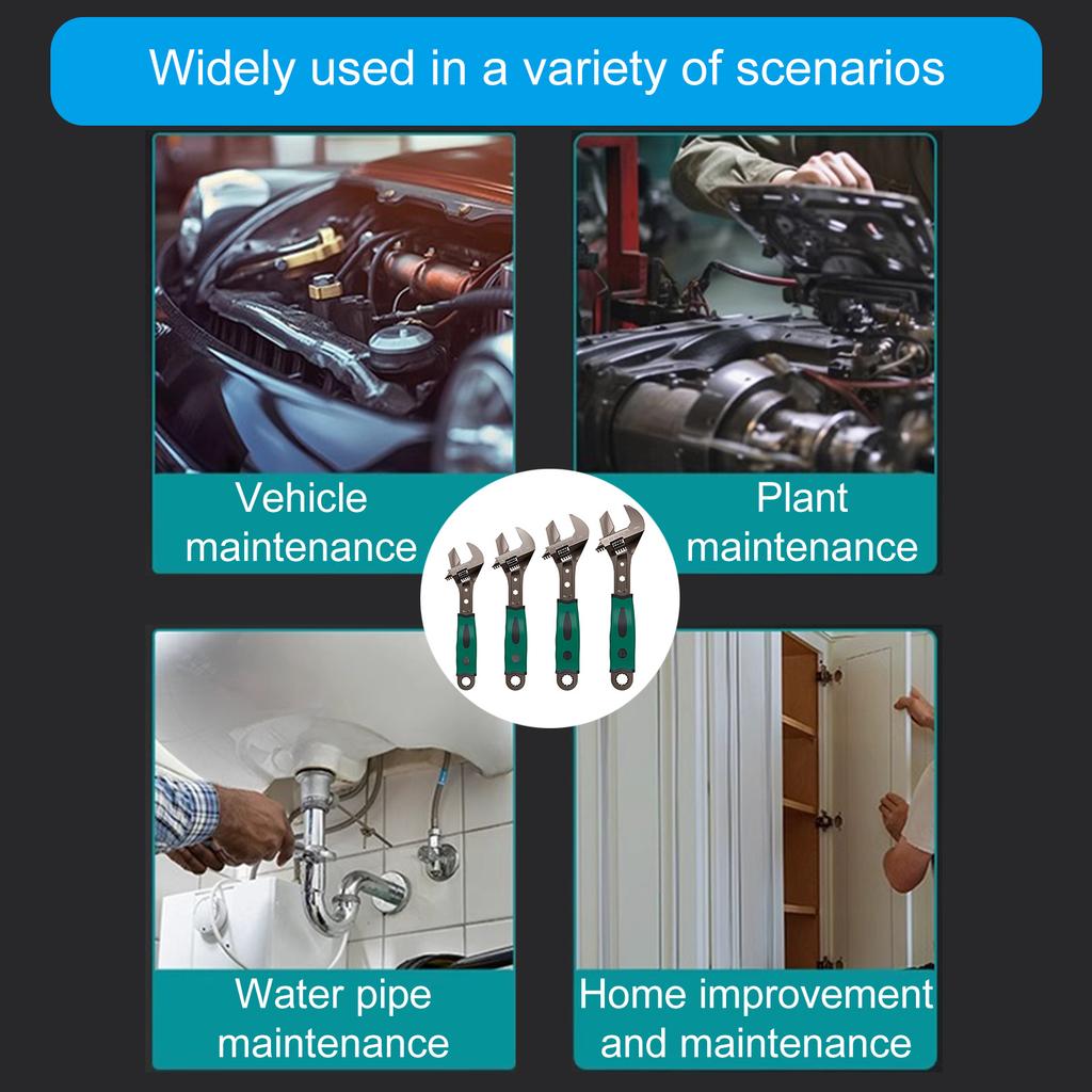 8/10/12/15inch Professional Universal Adjustable Wrench Multi-function Long Handle Large Open Monkey Spanner Tool