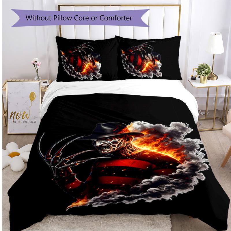 Freddy Krueger Printed 3PCS Bedding Set Soft Breathable Duvet Cover Pillowcases Set Washable Bedroom Decor Home Gift