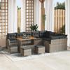 13-piece Garden Sofa with Grey Poly Rattan and Acacia Cushions 3364393