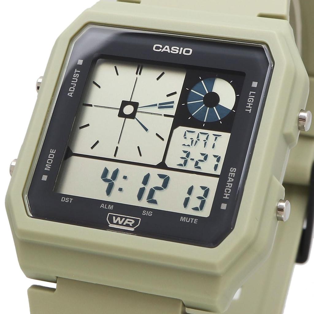 Casio Стандартные аналогово-цифровые часы LF-20W-3A Унисекс Светло-мохово-зеленые (Импортный)