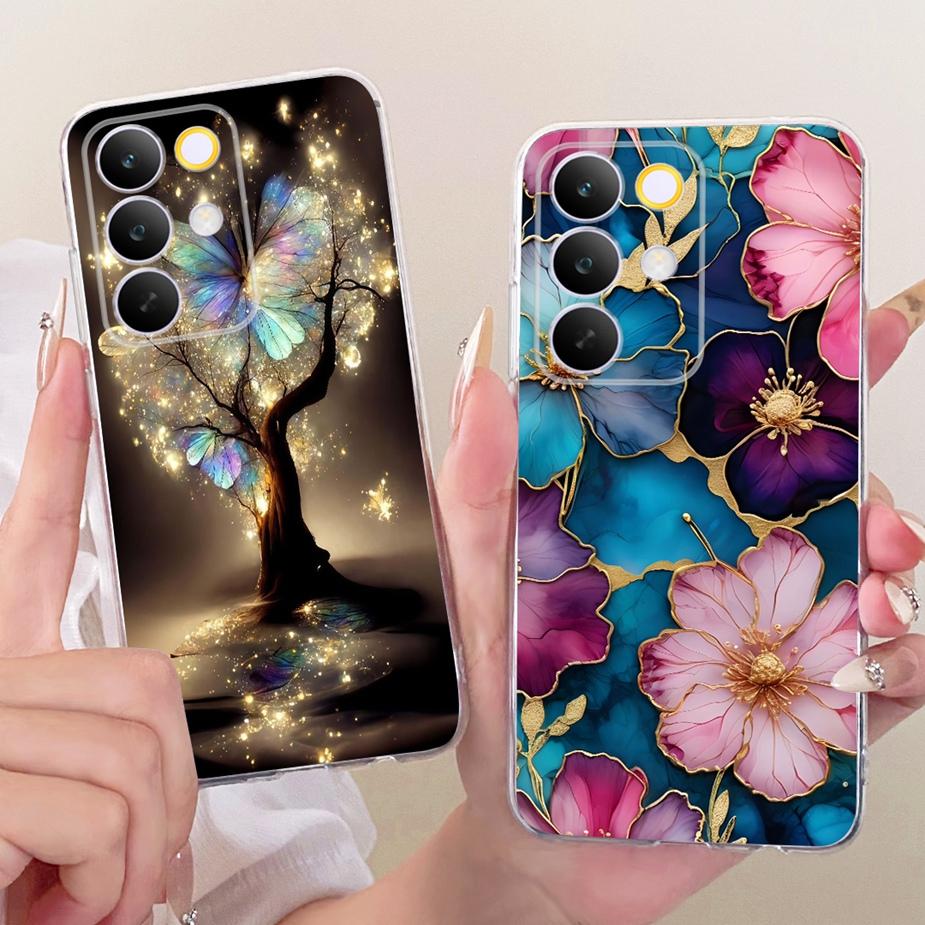 Чехол для Realme C85 Pro Стильные Цветы Бабочка Рисованная Крышка Мягкий Тонкий Чехол для Телефона Для Realme C85 C 85 RealmeC85 Pro 5G Fundas
