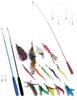 Cat Cat Feather Pet Cat Novelty Cat Extendable Fishing Natural Feather Rod with Pet Indoor Game Funny Play Play with Cats Toy, Ball, Toy, Supplies,