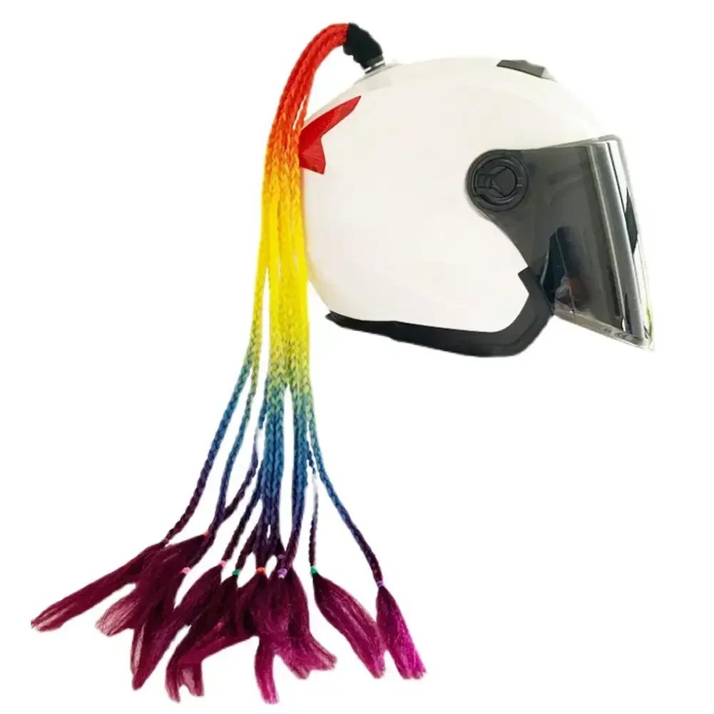 Дреды для шлема, косички для мотоцикла, грязная косичка, градиентная синтетическая косичка с присоской