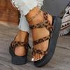 Женские сандалии Новые повседневные туфли на плоской подошве Женская мода для отдыха на открытом воздухе с леопардовым принтом Пляжные женские сандалии на толстой подошве Sandalias De Mujer