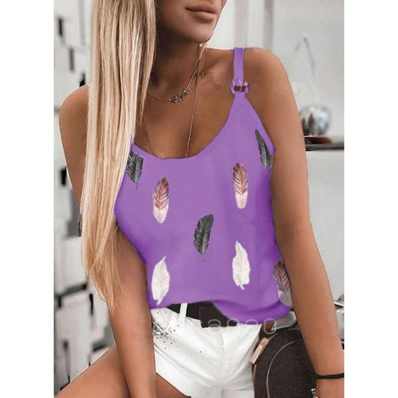 Летние свободные женские майки без рукавов с принтом перьев, модные повседневные жилеты больших размеров, простые офисные женские блузки, женская майка, женская одежда