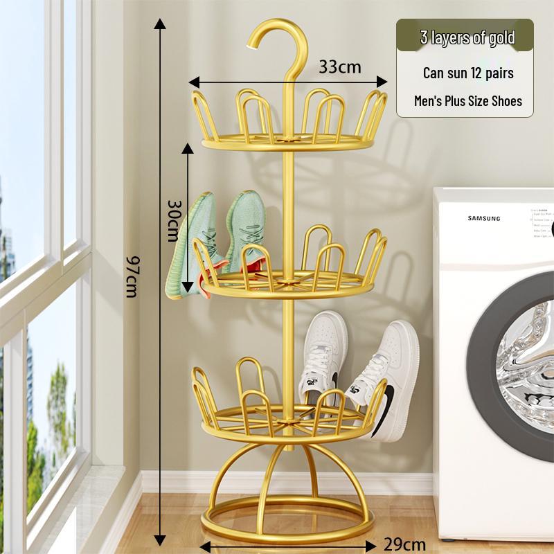 Multi-functional Floor-Standing Shoe Rack with Water Tray and Universal Wheels for Outdoor Balcony Use.