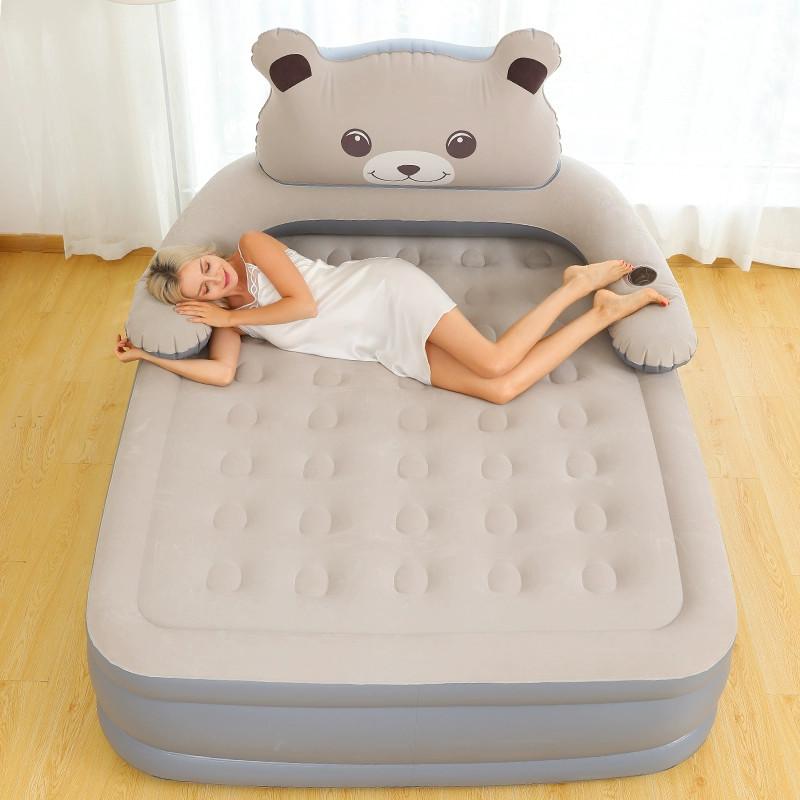 Air Mattress with Built In Pump Double Height Inflatable Mattress for Home Travel Camping Durable Blow Up Bed Inflation Airbed