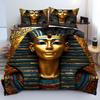 Ancient Egyptian Pharaoh 3D Print Bedding Set For Teens Adults Mythical Art Style Bed Cover Soft Home Polyester Quilt Cover