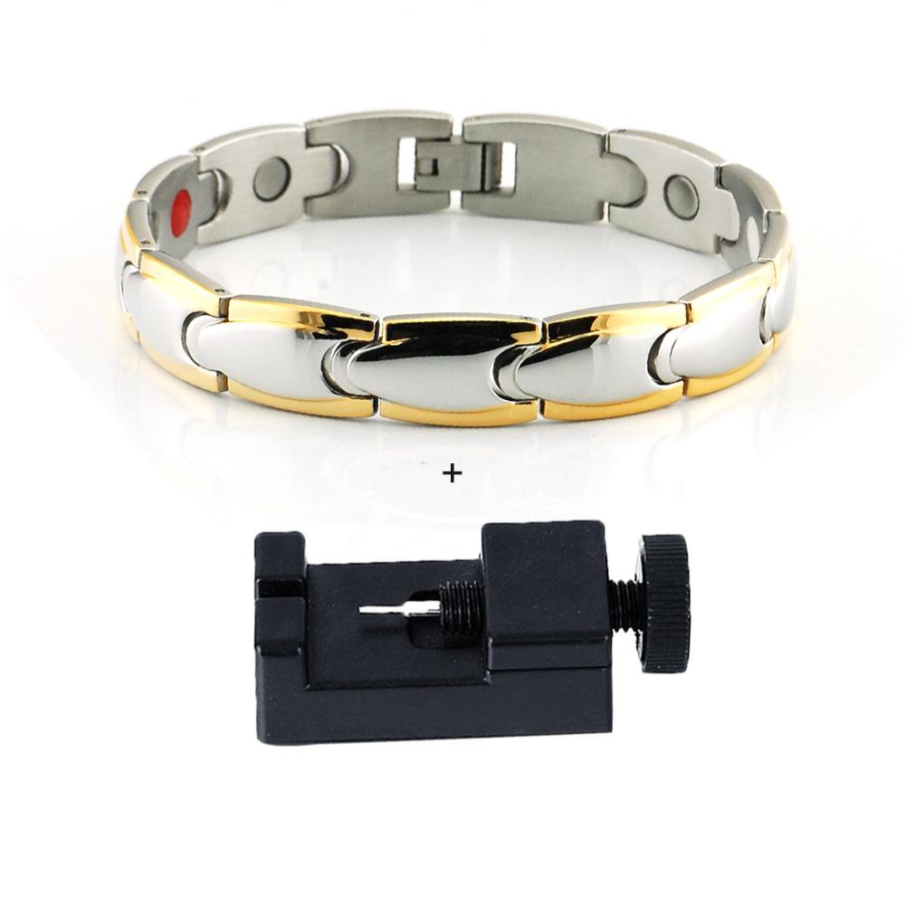 Ikuinen Magnetic Bracelet Men Stainless Steel Magnet Germanium Gold Chain Bracelet Male Christmas Bracelet for Men Jewelry