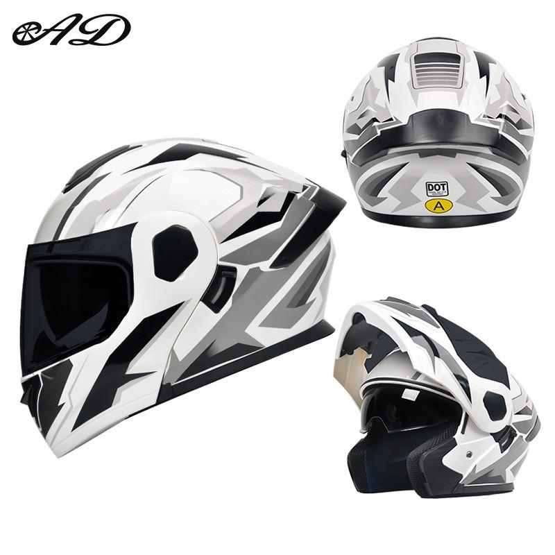 Full Face Motorcycle Helmet With Flip-Up Visor Men Women All Season ABS Safety Certified 3C DOT