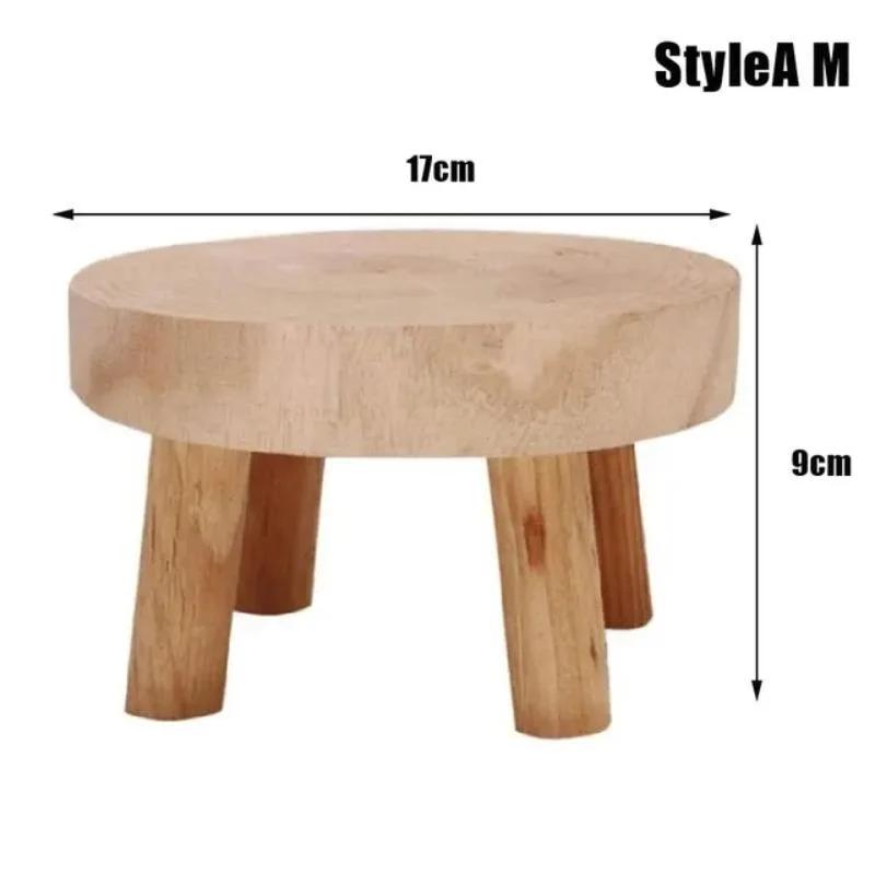 Wooden Plant Stand Flower Pot Base Holder Stool Indoor Outdoor Garden Succulent Pots Tray Flower Display Plant Stand SmallStool
