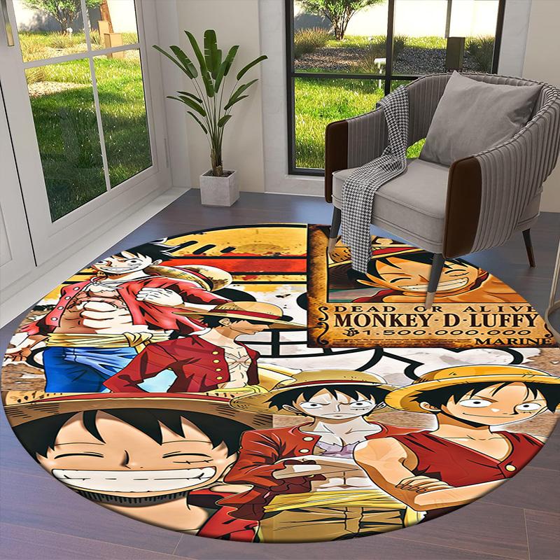 Ковер круглый с изображением Манки Д. Луффи из One Piece, ковер для гостиной, спальни, дивана, игровой комнаты, нескользящий коврик
