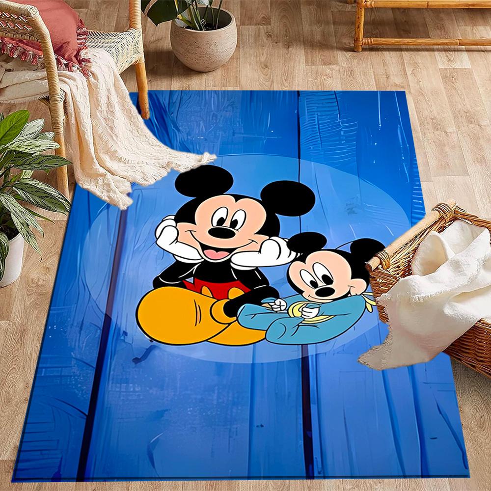 Mickey Mouse In Starry Night Disney Cartoon Theme Anti-Slip Rug - Polyester, Home Decor, Suitable for Bedrooms, Living Rooms, Doorways, and Studios